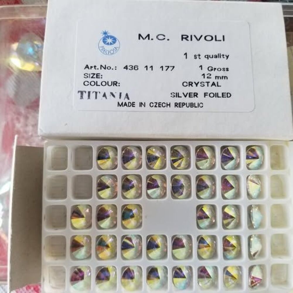 12 mm Rivolti Chrystal AB Rhinestones by the Dozen